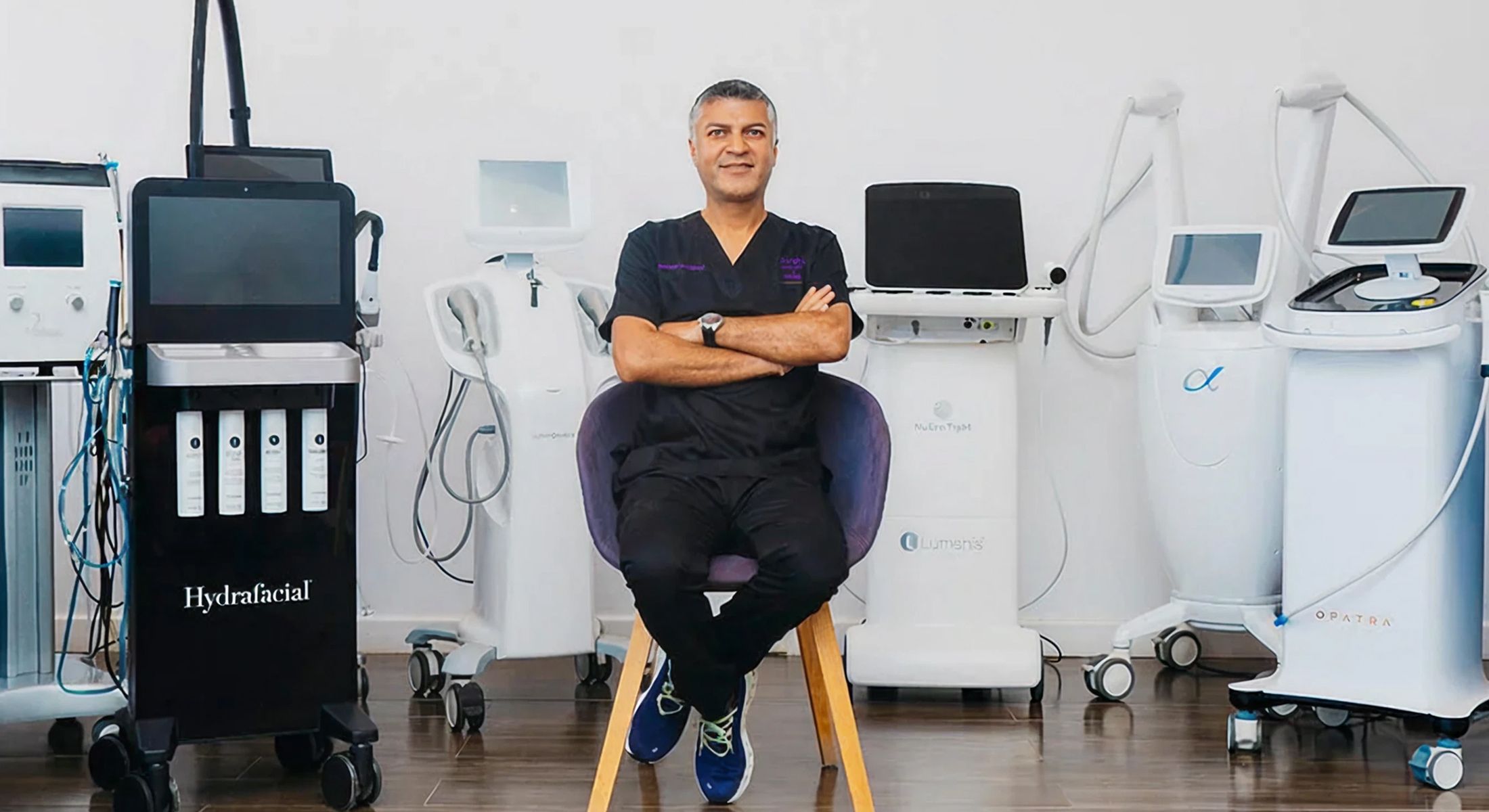 Medical professional in a skincare clinic setting.